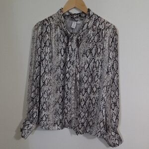Joie Black and Gray Snake Print Blouse
